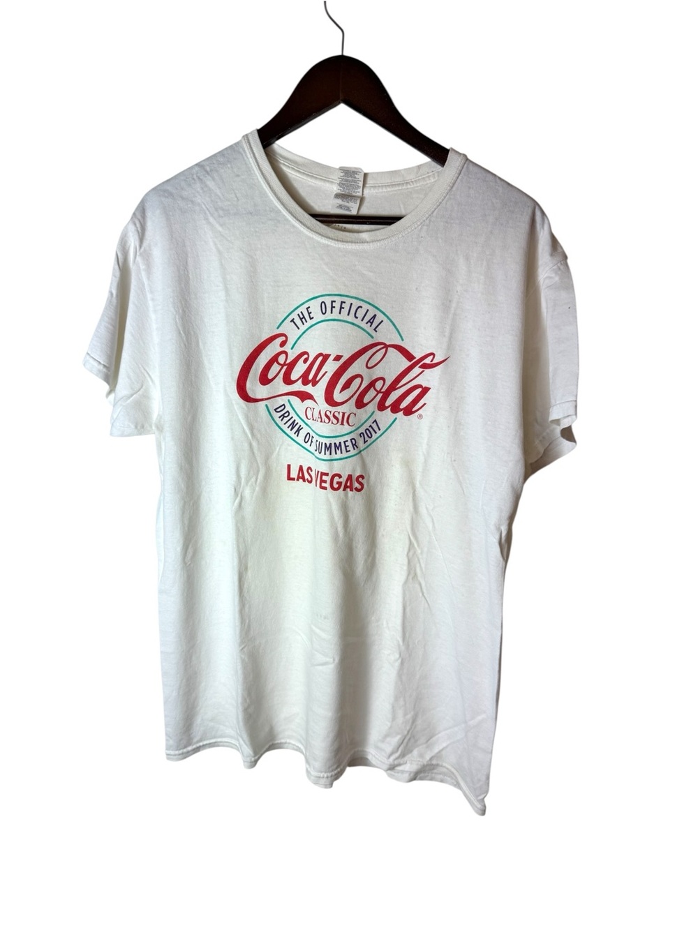 Coca Cola White Zara Vintage Style Tee Las Vegas 2017 Large L